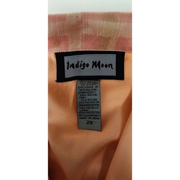 Indigo Moon Embroidery Tunic Top Sequin Beaded & Metallic Accents BOHO CHIC XL - Picture 6 of 7